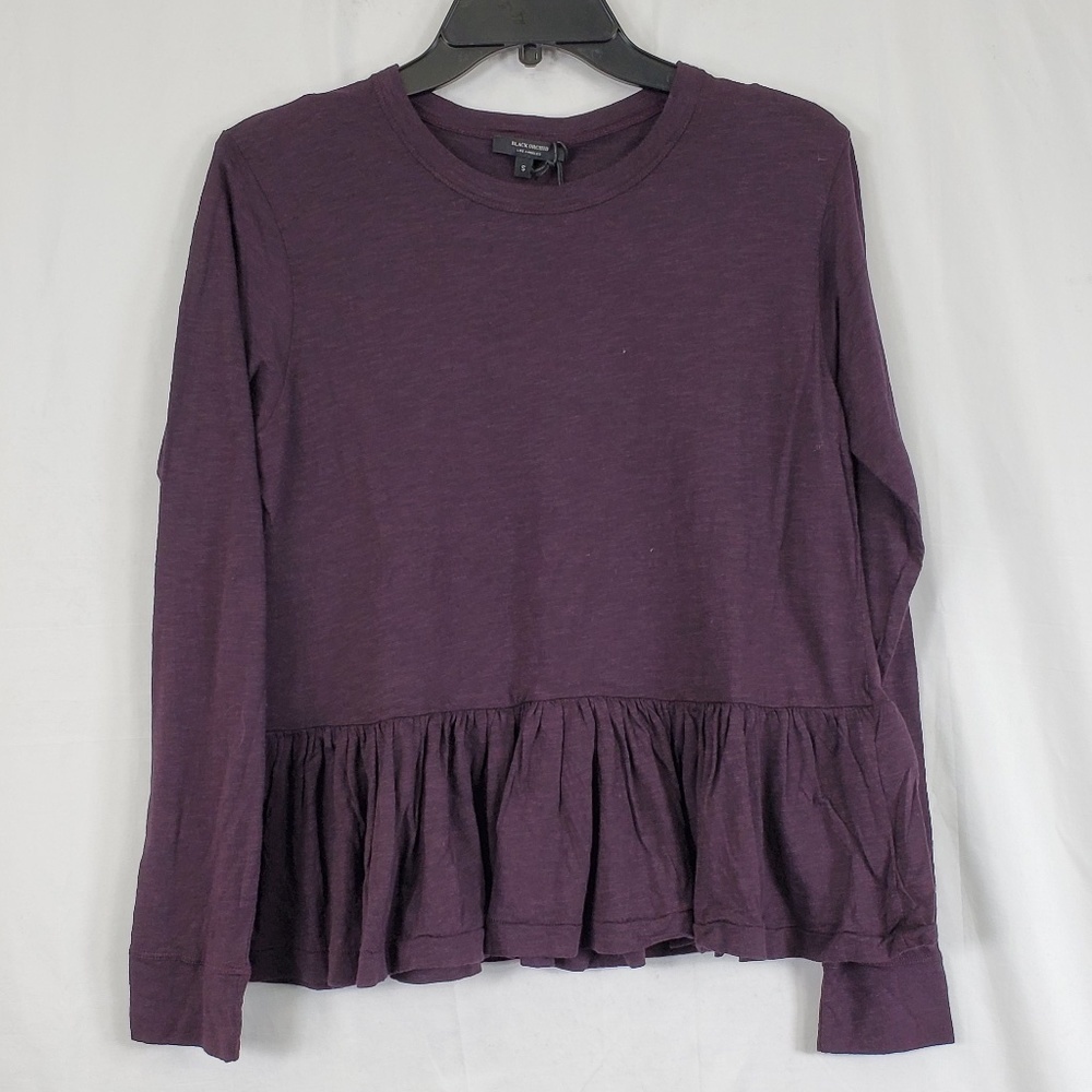 BLACK ORCHID Long Sleeve Plum Ruffle Shirt